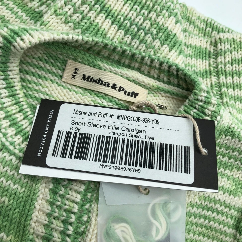 Misha & Puff Girls Short Sleeve Ellie Cardigan Sweater Peapod Green 8-9 Years - Image 3 of 3