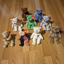 Ty Beanie Baby Bears Assorted Lot of 9 - 1999, Ty2k, Spangle, Bloom, Valentino,