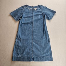J.Crew Denim Shift Dress Women 0 Short Sleeve Cotton Mini Pockets 90s Indie Fall