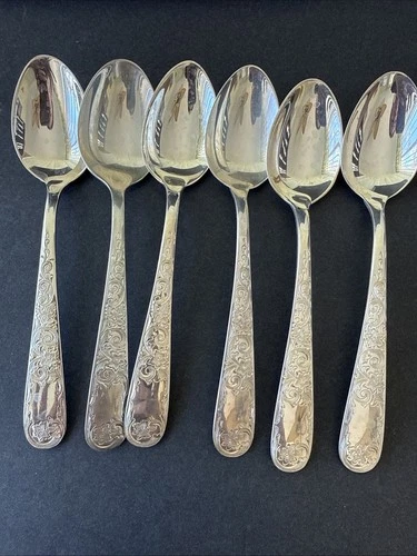 Antique S.Kirk & Son Sterling Silver Spoons Set of 6. 210.3 Grams