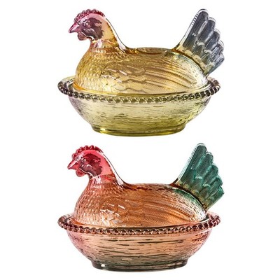 Glas Henne auf Nest Schale mit Deckel Tischplatte Kekse Küche Snacks Vorratsdose