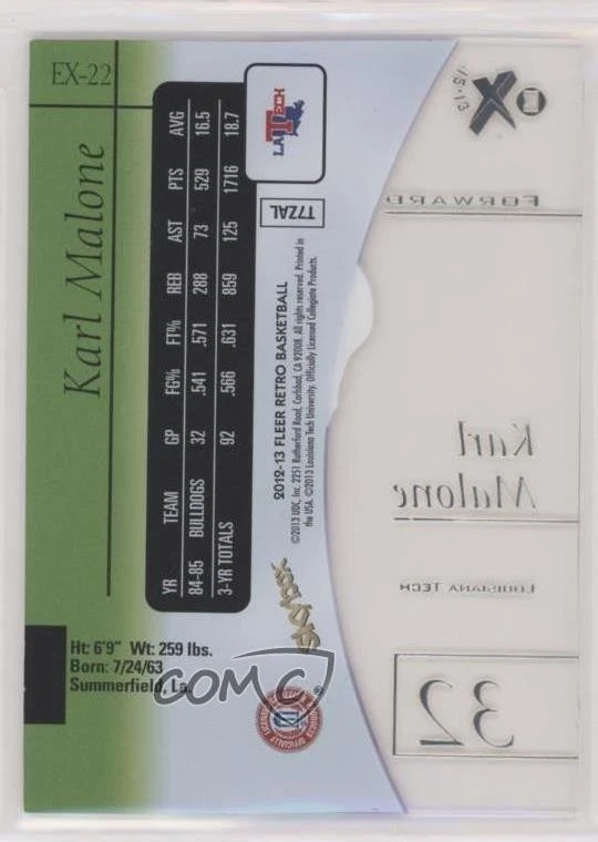 2012-13 Fleer Retro 1997-98 Fleer EX 2001 Karl Malone #EX-22 HOF - Image 2 of 2