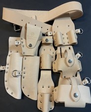 SCAFFOLDERS TOOL BELT FROG SET HOLDER SPANNER TAPE LEVEL VEG TAN LEATHER D RING