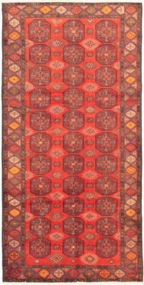 Vintage Red Traditional 4'8'' x 9'9'' Hand-Knotted Oriental Wool Area Rug