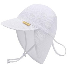 Baby Sun Hat with Neck Flap - UPF 50 Toddler Beach Hat - 0-6 Months A1-white