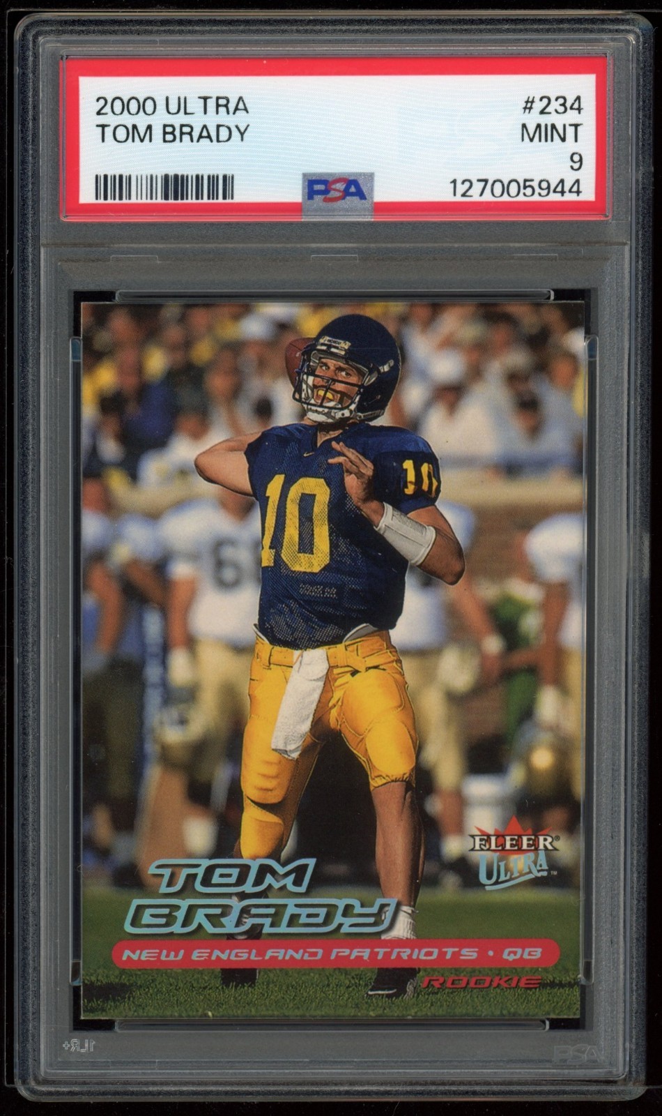 PSA 9 2000 Fleer Ultra Tom Brady Rookie RC New England Patriots