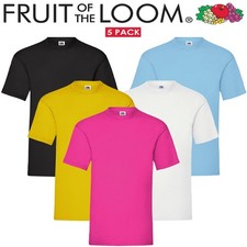 3 & 5 Pack Fruit of The Loom Mens T Shirts 100% Cotton Plain Short Sleeve Tee