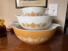 VINTAGE PYREX BUTTERFLY GOLD CINDERELLA TAB NESTING BOWL SET OF 3