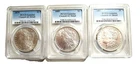 US Morgan Silver Dollars 3 coins PCGS AU CLEANED 1879 / 1889 / 1897