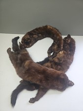 Mink Fur Stole Wrap Neck Shoulder 3 Full Body Pelts w Tails