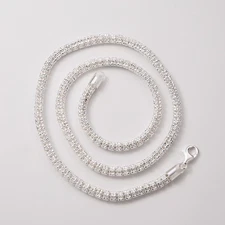 5mm Diamond-Cut Ice Link Chain Sterling Silver 925 Italy All Sizes