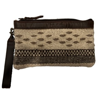 Rare Nena and Co Wool and Leather Wristlet Earth Tones Excellent Never Used