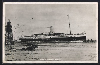 AK Passagierschiff Crested Eagle bei Hafeneinfahrt, General Steam Navigation Co 
