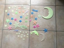 Kinderzimmer im Dunkeln leuchtende Sterne, Mond,Sternschnuppen und mehr, 60Teile