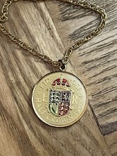 Vintage Half Crown Enamelled Coin Necklace