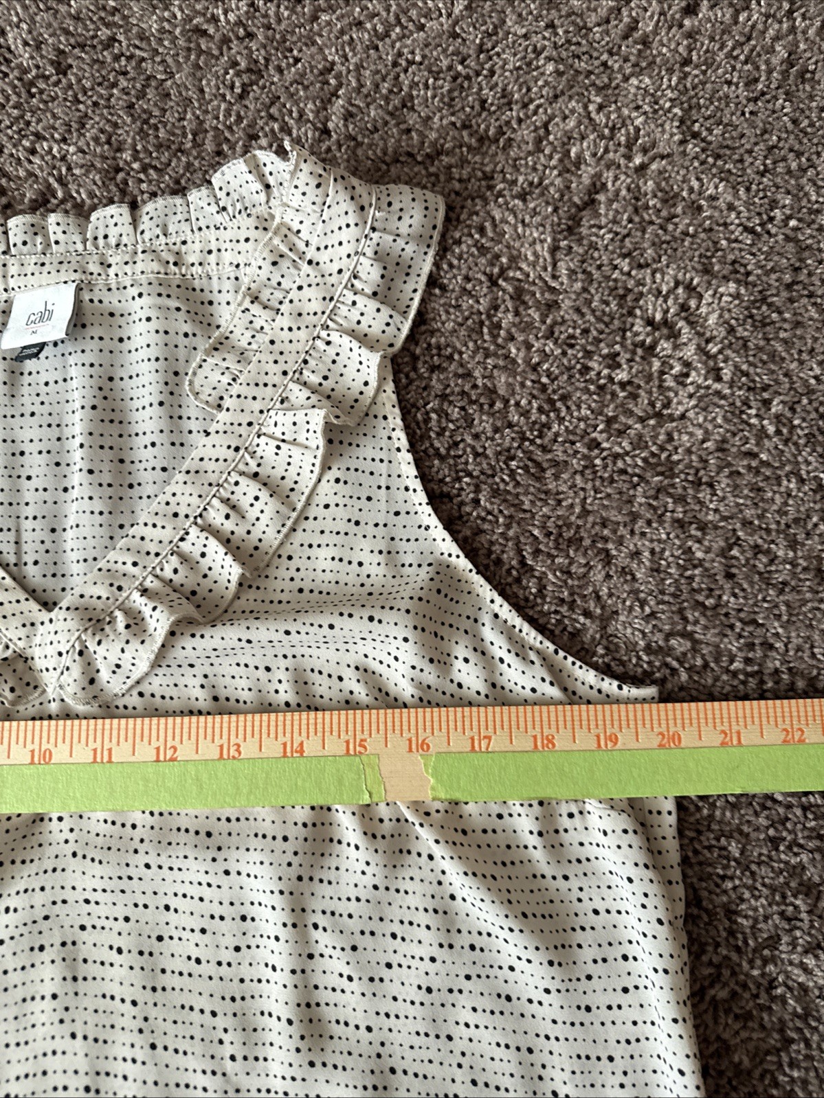 Cabi Blouse Morse Code Sleeveless Medium Cream Ru… - image 3