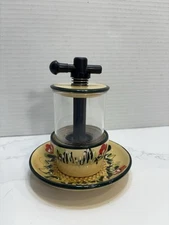 Spain Herb & Garlic Grinder Set Hand Made, Hand Painted Yellow Red Green