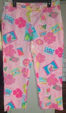 Vntg Lilly Pulitzer White Label Cruise Away Vacation Print Capri Pant Womans 12