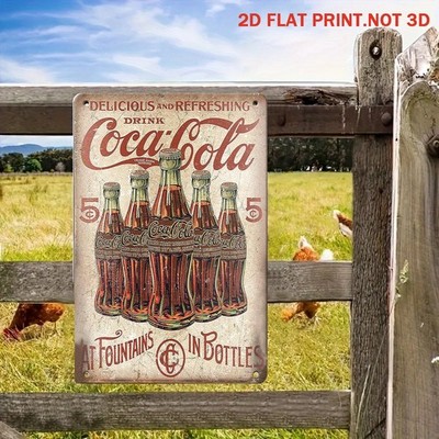 Vintage Coca-Cola 5¢ Bottle Metal Sign Retro Soda Farmhouse Outdoor Decoration