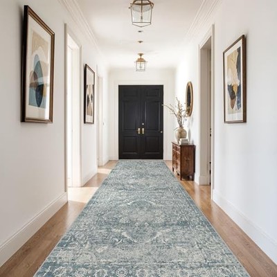4x10 Washable Hallway Runner Rug - Wide Kitchen Runners Vintage Low Pile