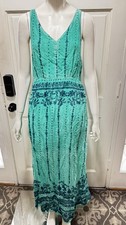 RAGA Maxi Tiered Floral Dress SZ M Somewhere in Paradise Turquoise Boho Festival