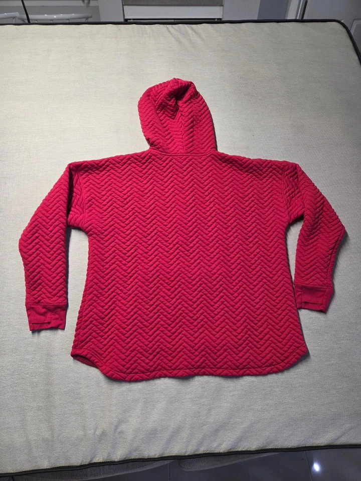 IDEOLOGY Sudadera con Capucha Acolchada Talla 2X Mujer Rojo Pullover Canguro Bolsillo Media Cremallera Camisa Foto 3 de 4