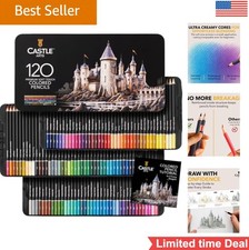 120 Colored Pencils Soft Core Leads Adult Artists Presentation Tin Box Set