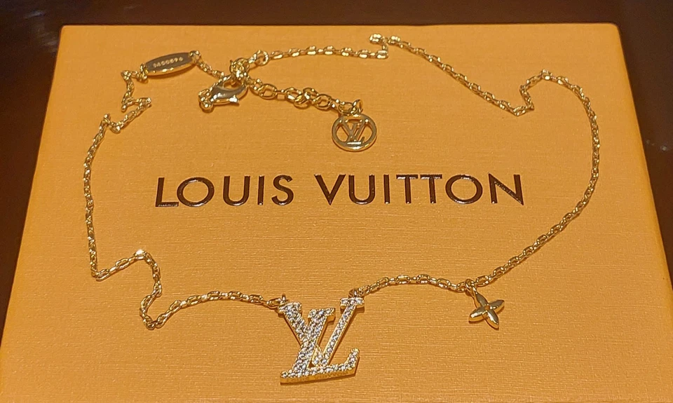 LOUIS VUITTON CRYSTAL LV NECKLACE - Box & Dust Pouch Included - Image 2 of 3