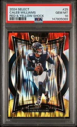 2024 PANINI SELECT RED & YELLOW SHOCK #25 CALEB WILLIAMS ROOKIE RC PSA 10