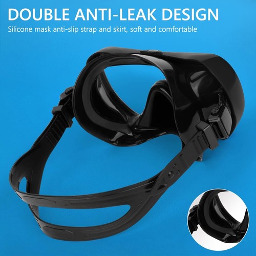 Swimming Goggles, Anti-Fog Dive Goggles with Nose Cover, Anti-Leak Black - Picture 3 of 8