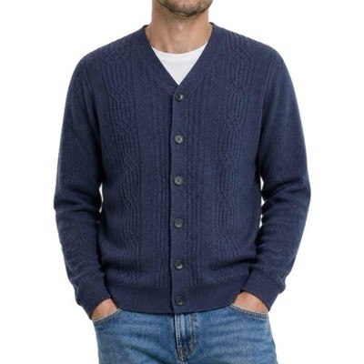 Vintage Dockers Cardigan Sweater Mens Y2K Grunge Blue Knit Top - L