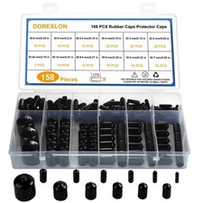 158 PCS Round Rubber End Caps, Vinyl Tube Bolt Cap, Screw Black