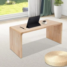 Multifunctional Wood End Table,  C-Shaped Side Table, Utility Sofa Side Table