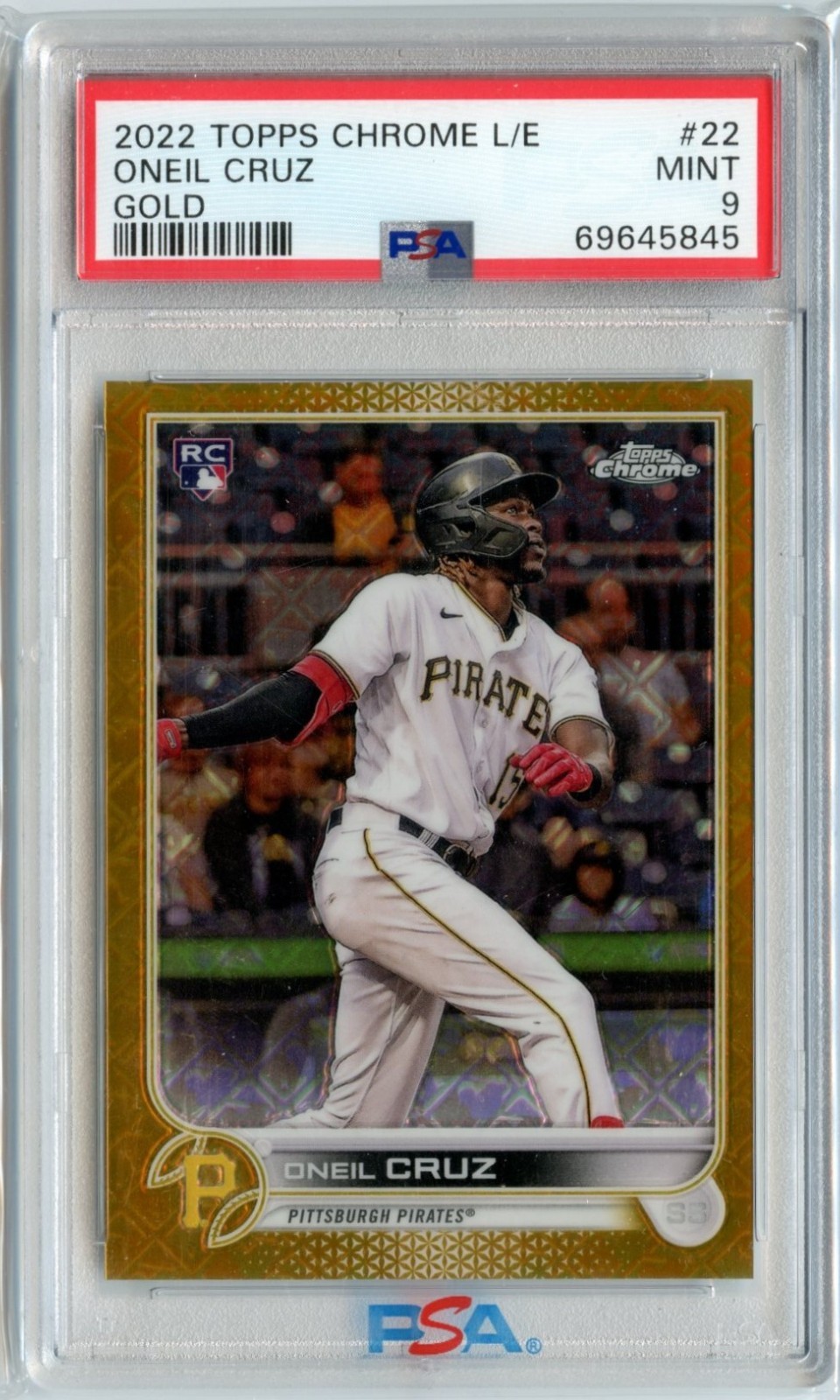 2022 Topps Chrome Logofractor Oneil Cruz Refractor Gold RC #/50 ROOKIE PSA 9