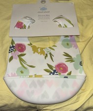 New Cloud Island Silicone Bibs - 2 , Flowers  Hearts, Adjustable Neck Opening