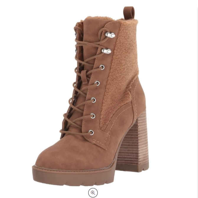 Dolce Vita Dixy Chunky Western Boho Block Heel Tan Lace Up Combat Boot Size 