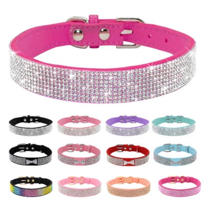Bling Rhinestone Dog Cat Collars Leather Pet Puppy Kitten Collar for Chihuahua