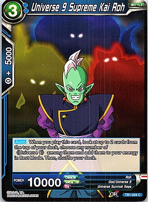 Universe 9 Supreme Kai Roh TB1 034 C Dragon Ball Super Card TCG X1
