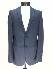 CALVIN KLEIN Suit Blazer MODERN Blue Textured Jacket 2 Button Mens S 198 New