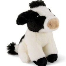 Mucca seduta in bianco e nero circa 19 cm peluche, peluche