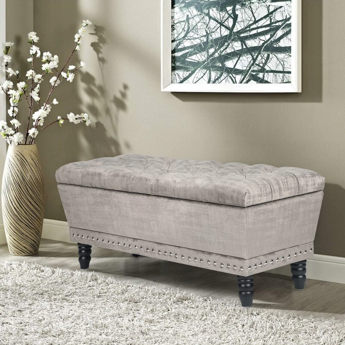 Nailhead ottoman stool discount