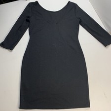 Women’s Black Jersey Sheath Dress Sz Med Halloween Slinky Hot Witchy Forever 21