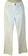 else, White Stretchy Boot Cut Trendy Frayed Hem Jeans, Size 28, 30" Inseam, EUC