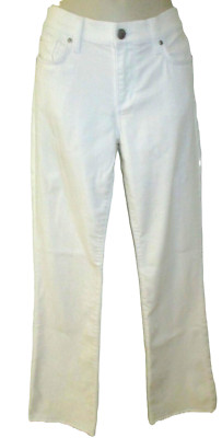 else, White Stretchy Boot Cut Trendy Frayed Hem Jeans, Size 28, 30'' Inseam, EUC