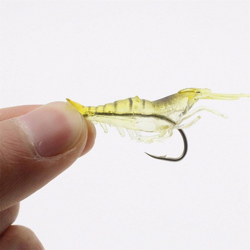 10-20 Soft Plastic Bass Yabbie Prawn Shrimp Fishing Lure Jig Heads Bream Natural - Picture 3 of 14