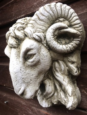 Rams Kopf Wandplakette Deko Stein Gartenornament Wanddeko 20cm/8''H