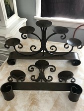 Wrought Iron Candelabra Lot 2 Metal Candle Holder Fireplace Tabletop Centerpiece