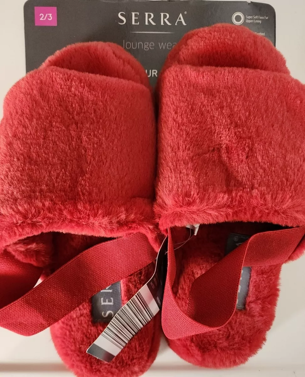 Burgundy fur slippers hot sale