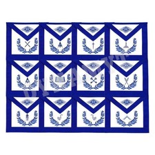 Set of 12 Aprons Masonic Regalia Blue Lodge Officers Aprons Machine Embroidered