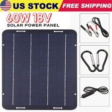 60W Solar Panel Kit 18V Trickle Charger Battery Charger Maintainer Boat RV Car